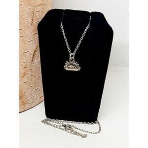 Clayvision Happy Taco Silver Charm Chain Necklace